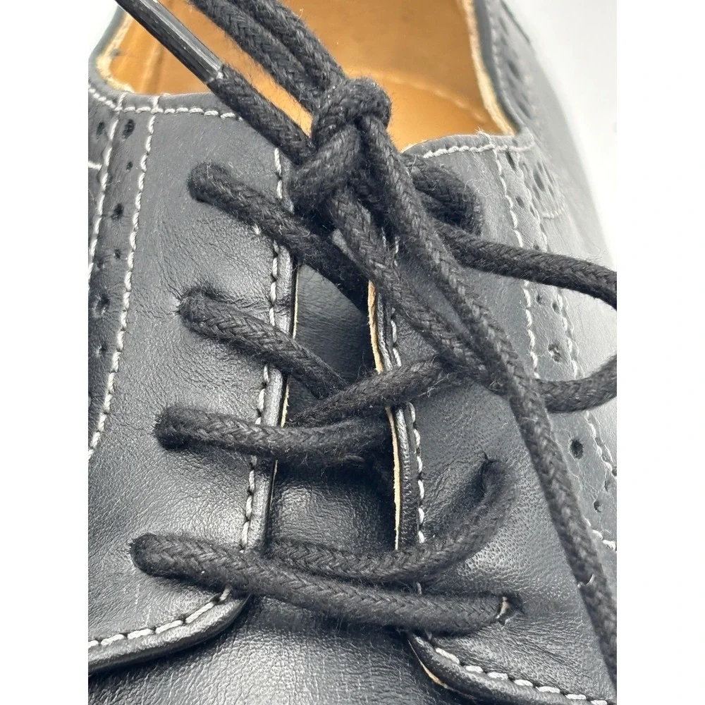 Johnston & Murphy Boys 5.5M Black Genuine Leather Oxford Derby Shoes Flex Sole